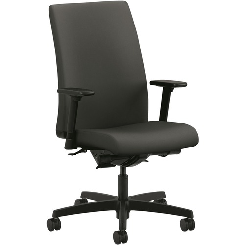 Mid-Back Task Chair, Adjustable Arms, 27" x 39" x 44", Iron Ore