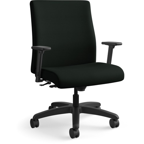 Task Chair, Big/Tall, Mid-Back, 32-1/4"x28"x43-1/8", PU Black