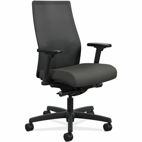Task Chair, Mesh Back, 27"x28-1/2"x44-1/2", Iron Ore/Black