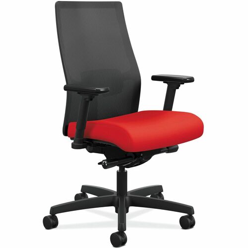 Task Chair, Mesh Back, 27" x 28-1/2" x 44-1/2", Ruby/Black