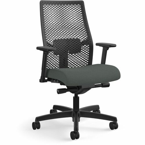 Task Chair, ReActiv Back, 27"x28-1/2"x44-1/2", Iron Ore/Black