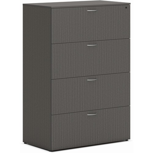 Lateral File, 4-Drawer, 36.5" x 20" x 53", Slate Teak