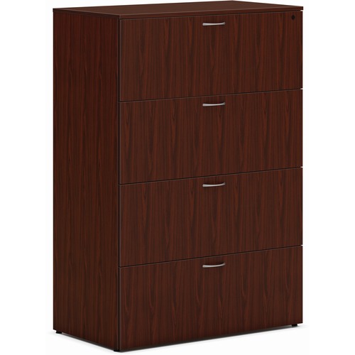 Lateral File, 4-Drawer, 36.5" x 20" x 53", Mahogany