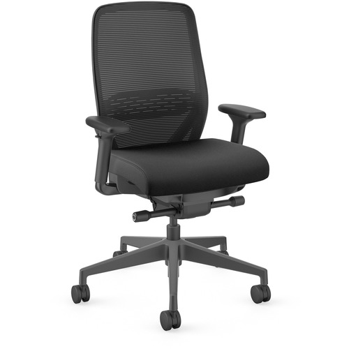 Task Chair, KD, 29" x 29" x 42-3/4", Black Mesh/Fabric/Frame