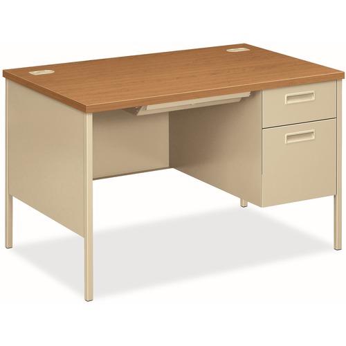 Desk, Single Pedestal, 30x48, Harvest/Py