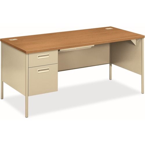 Desk, Single Pedestal, Light, Harvest/Py