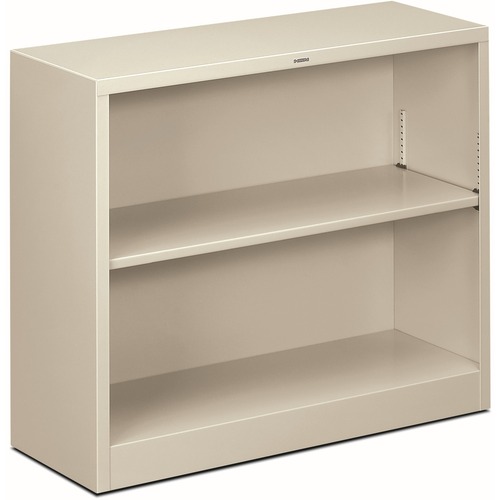 Bookcase, 2 Shelf, Metal, 29" Height, Light Gray