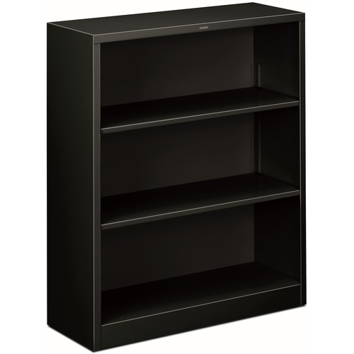 3 Shelf Metal Bookcase, 34-1/2" x 12-5/8" x 41", Black