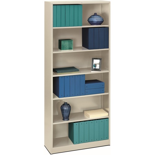 Bookcase, 6 Shelf, 82" H, Light Gray