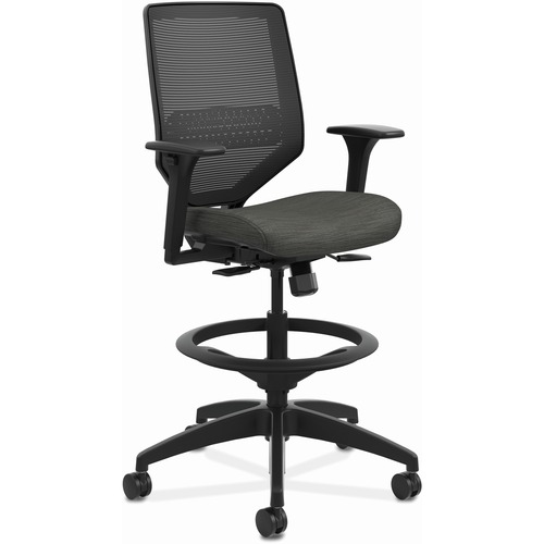 Stool, Meshback, With Arms, Black
