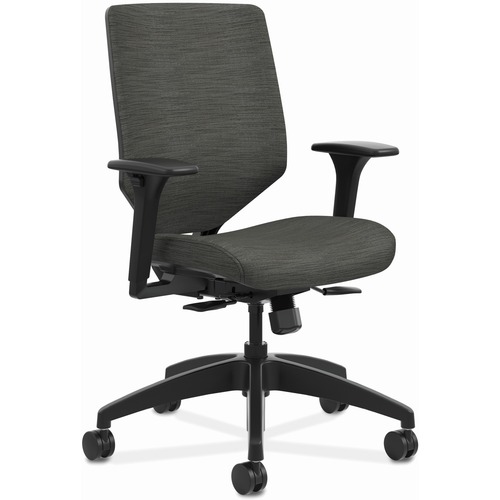 Chair, Midback, Upholstered, With Arms, Black