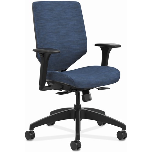 Task Chair, With Adjustable Arms, 29-3/4"x29"x42", Midnight Fabric