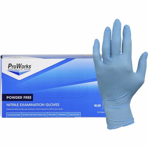 Gloves, Exam, Nitrile, 5.5 Mil, 9-1/2" L, Medium, Blue, 100/BX Per Carton 10/CT