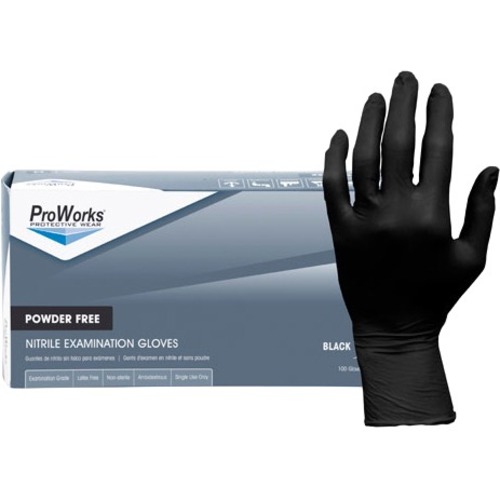 Glove, Exam, Nitrile, Powder-Free, Black, Large 100/BX
