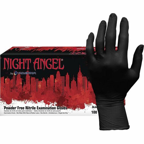Gloves, Exam, Nitrile, 4 Mil, 9-2/5" Long, Medium, Black, 100/BX Per Carton 10/CT