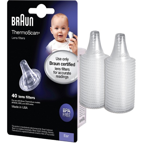 Filters, For Ear Thermometers, BPA-Free, Clear 40/PK