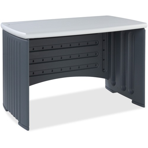 Computer Desk, 46" x 28" x 30", Charcoal Gray Base/Silver Top