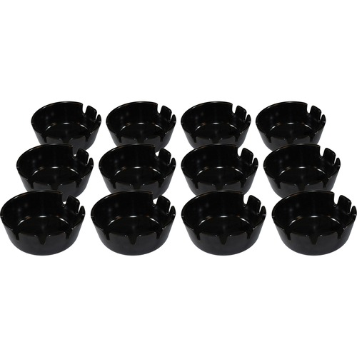 Ashtray, Round, Heat-Resistant Plastic, 4-3/4" x 1-3/4", Black 12/BX