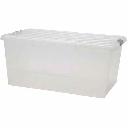 Storage Box W/Lid, 68 Quart, 17-1/4"x26-1/8"x11-3/4", Clear 5/CT