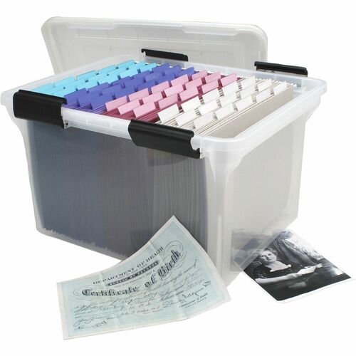 File Box, With Lid, Letter/Legal, 14-3/5" x 18" x 10-7/8", Clear