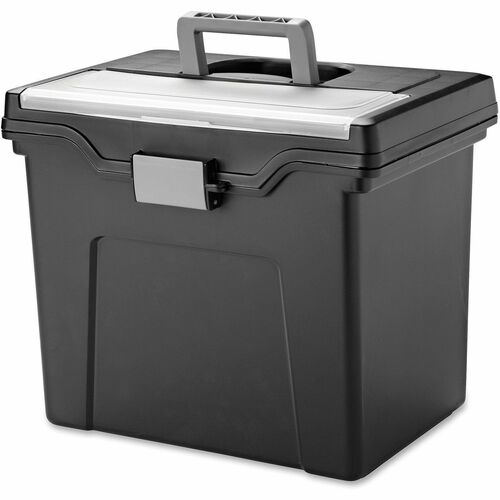 Portable File Box, Letter, 11.7"x10.2"x13.8", Black