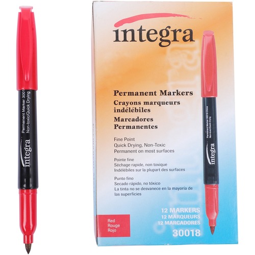 Marker, Permanent, Fine, Red 12/DZ