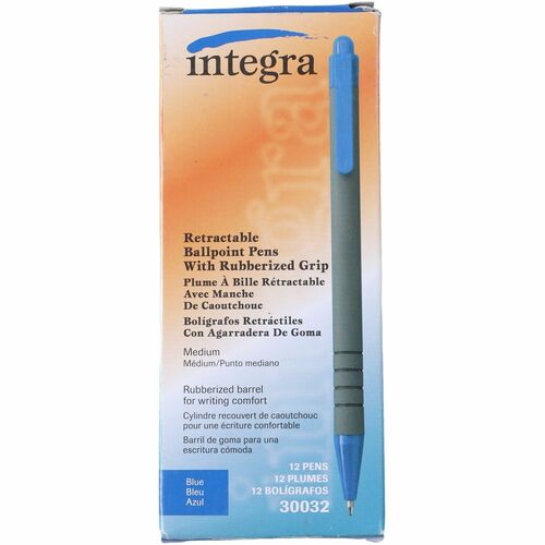 Pen, Rubber Barrel, Retractable, Ballpoint, Medium, Blue 12/DZ