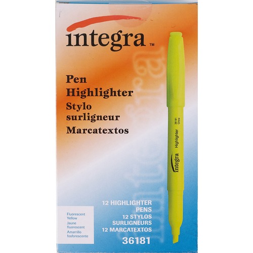 Highlighter, Pen, Chisel, Fluorescent Yellow 12/DZ