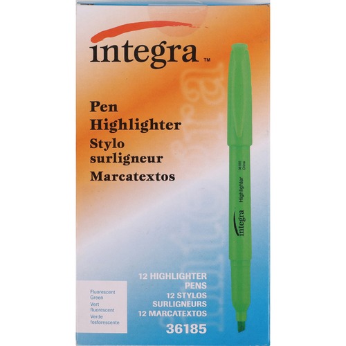 Highlighter, Pen, Chisel, Fluorescent Green 12/DZ