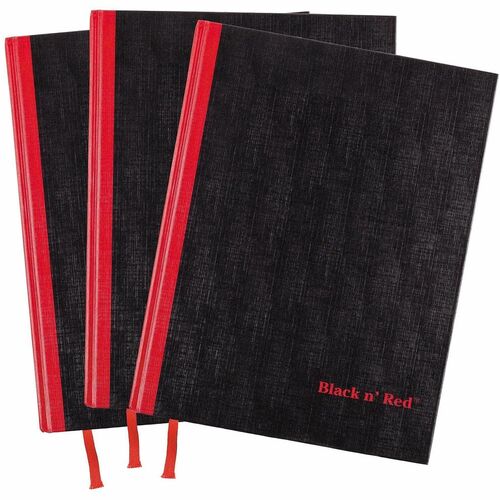 Notebook, Casebound, 8-1/2"Wx1-7/10"Lx12"H, Black/Red 3/PK