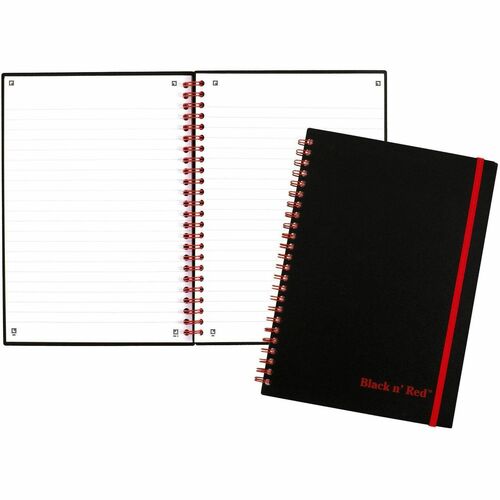 Notebook, Wirebound, 8 x 5.4, Black Red
