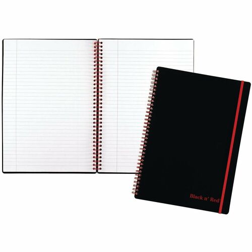 Notebook, Wirebound, 12x8, Black/Red