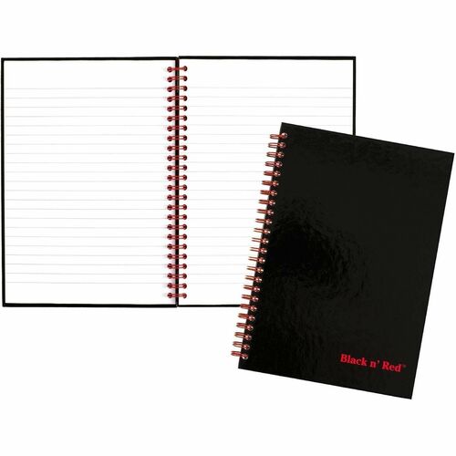 Notebook, Wirebound, 8 x 5.4, Black Red