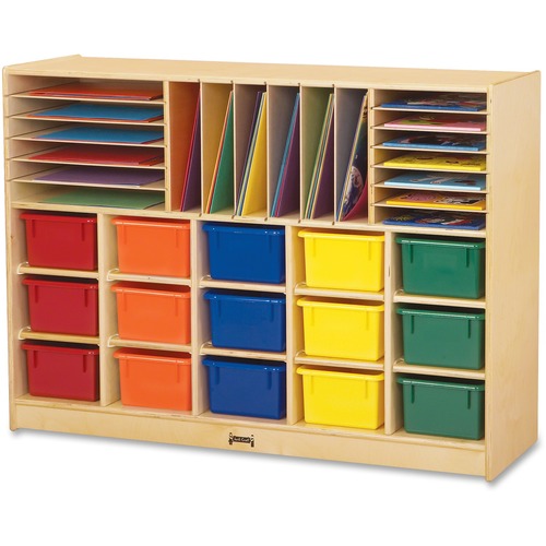 Sectional Cubbie Unit, 15 Color Trays, 35-1/2"x48"x15", Baltic
