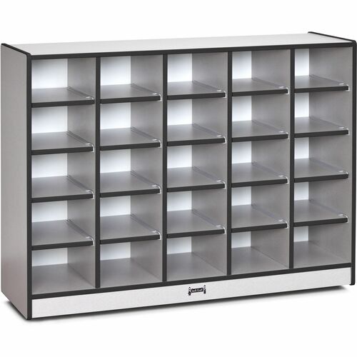 Cubbie Storage Unit, 25 Bin, No Trays, 29-1/2" x 48" x 15", Black Edge