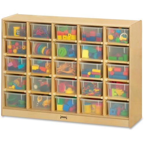 Mobile 25 Cubbie-Tray Unit, w/Clear Bins, 35.5" x 48" x 15", Baltic