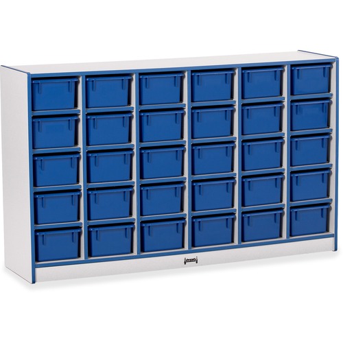 Cubbie Storage Unit, W/30 Bins, 29.5"x48"x15", BE Edge/Trays