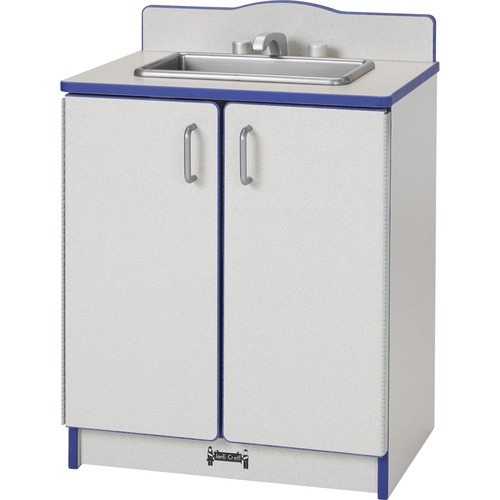 Play Kitchen Sink, Blue Edge, 20" W x 15" D x 27" H, Gray