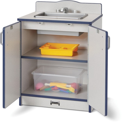 Play Kitchen Sink, Navy Edge, 20"Wx15"Dx27"H, Gray
