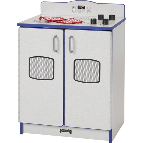 Play Kitchen Stove, Blue Edge, 20"Wx15"Dx27"H, Gray