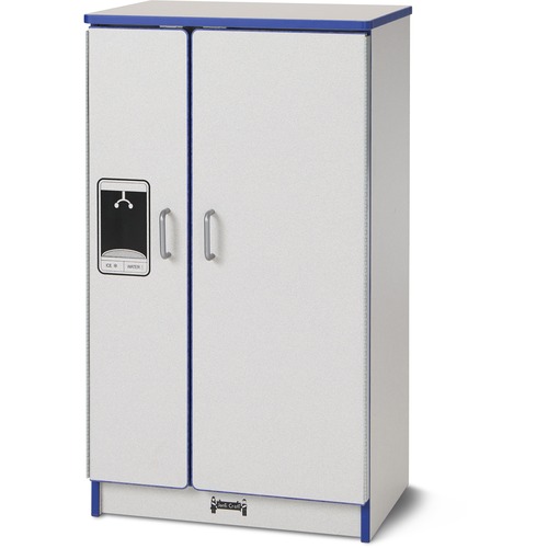 Play Kitchen Refrigerator, Blue Edge, 20"Wx15"Dx27"H, Gray