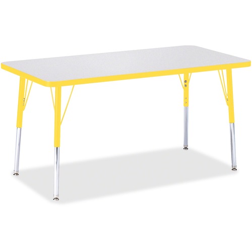 Activity Table, Rectangular, Adjustable Height 24"-31", 24"x48", Gray/Yellow Edge
