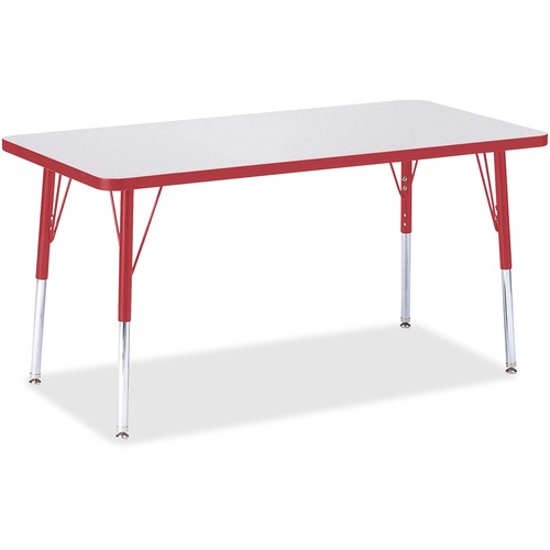 Activity Table, Rectangular, A-Height 24"-31", 24" x 48", Gray/Red Edge
