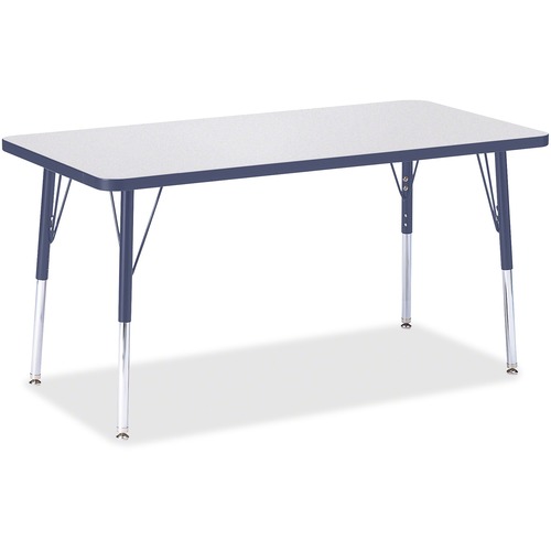 Activity Table, Rectangular, Adjustable Height 24"-31", 24" x 48", Gray/Navy Edge