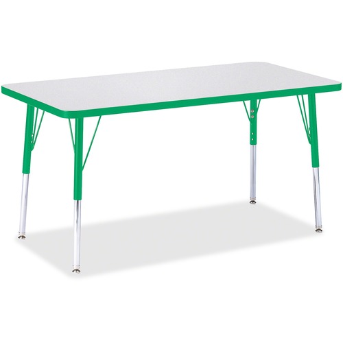 Activity Table, Rectangular, Adjustable Height 24"-31", 24" x 48", Gray/Green Edge