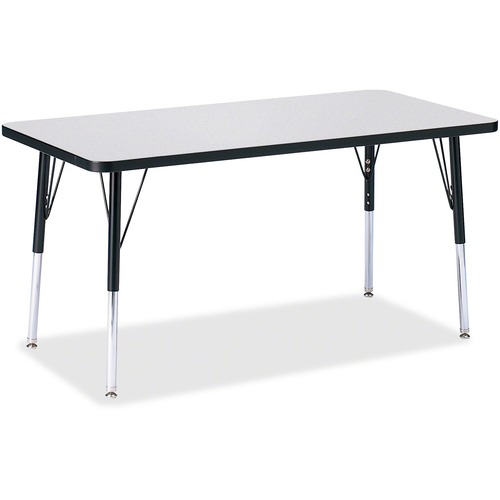 Activity Table, Rectangular, Adjustable Height 24"-31", 24" x 48", Gray/Black Edge