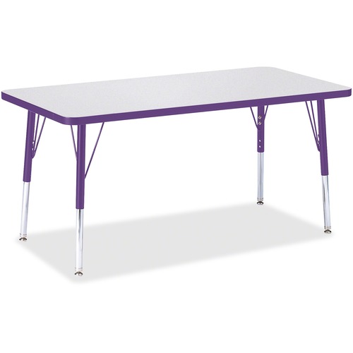 Activity Table, E-Height 15"-24", 24" x 48", Gray/Purple Edge