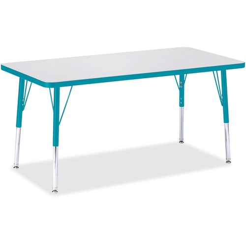 Activity Table, E-Height 15"-24", 24"x48", Gray/Teal Edge