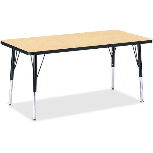 Activity Table, Rectangle, 15"-24"x24"x48", Maple/Black