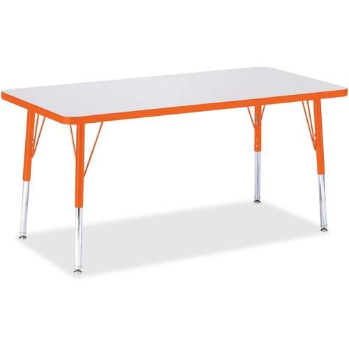 Activity Table, E-Height 15"-24", 24"x48", Gray/Orange Edge